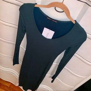 Naked Wardrobe Hunter green midi dress